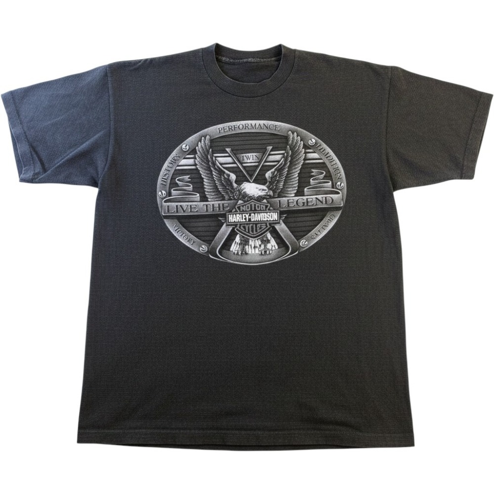 Harley-Davidson Mens‎ XL T-Shirt Charcoal Gray Live The Legend Eagle Graphic